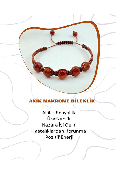 Saff Doğal Taş Akik Makrome Doğal Taş Bileklik 212272