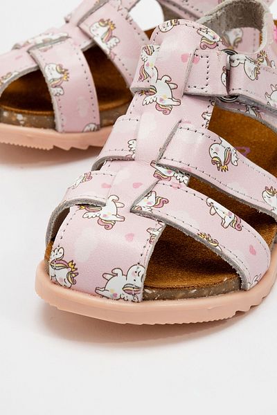 mnpc Unisex Children's Powder Genuine Leather Cork Sole Daily Children's Sandals