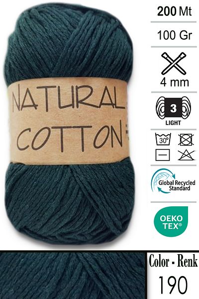 Diva İplik Diva Natural Cotton 190 Σκούρο Πράσινο