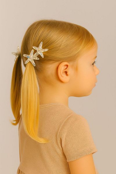 Motebarn Wear Cataramă cu clemă din 2 bucăți Crystal Star pentru fetiță, albă