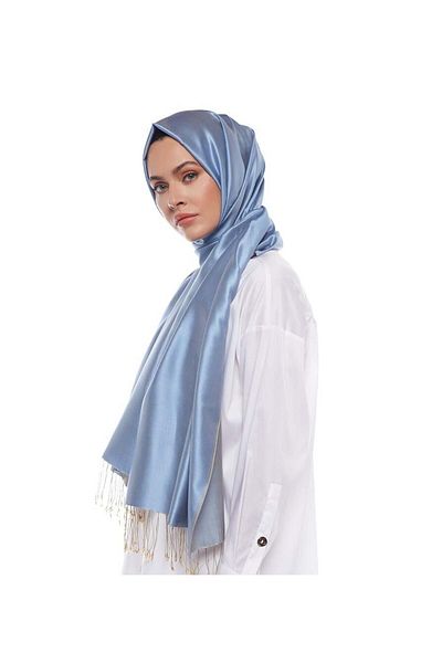ipekevi Şal de mătase cu două feţe - Baby Blue