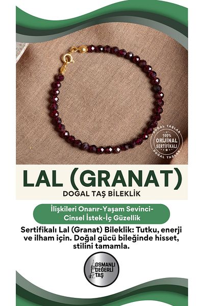 OSMANLI DEĞERLİ TAŞ Certified Garnet Natural Stone Bracelet