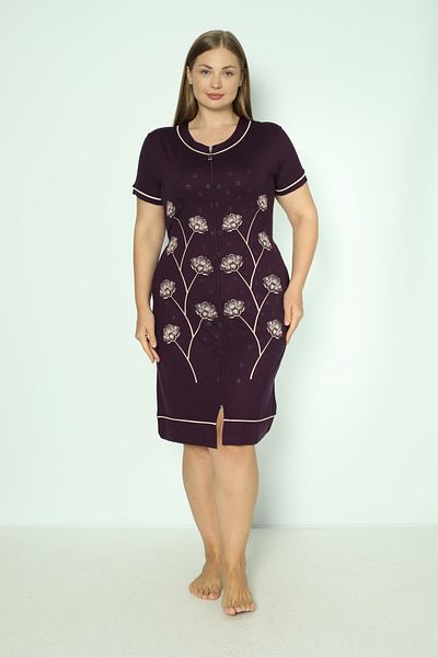 ROMEO LİFE Women's Large Size Short Sleeve Zipper Dress 5752