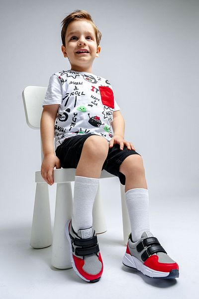 mnpc Red-Grey Boy's Sports Shoes