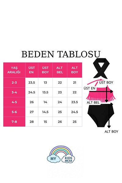 My Kids Wear Bandana Ruffle Detailed High Waist Girls' Swimsuit Set