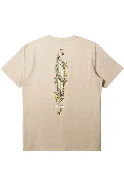 Quiksilver Мъжка бежова тениска с кръгла яка Step Up