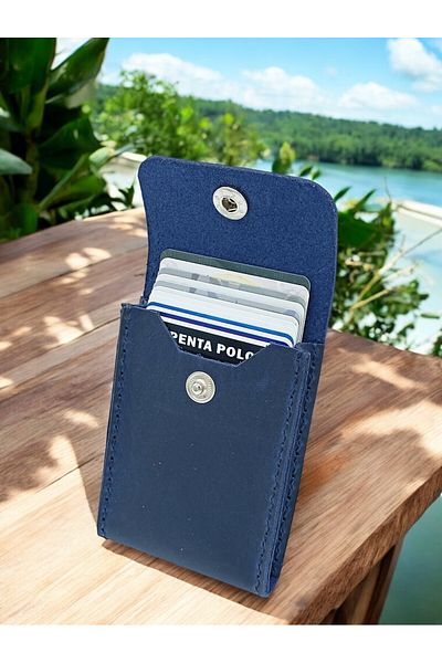 CRONDER Genuine Leather Men's Wallet - Handmade Box Card Holder - Vertical Model