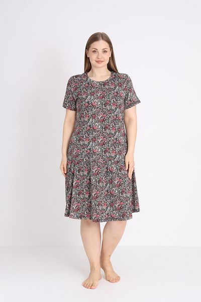 ROMEO LİFE Women's Large Size Cotton Modal Fabric Patterned Summer Dress 7723