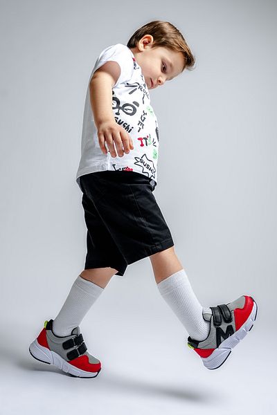 mnpc Red-Grey Boy's Sports Shoes