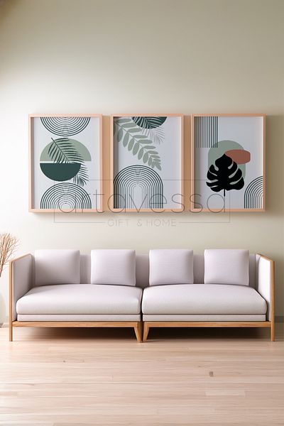Artavessa Set de pictură cu rame din lemn brut din 3 piese - Model 3