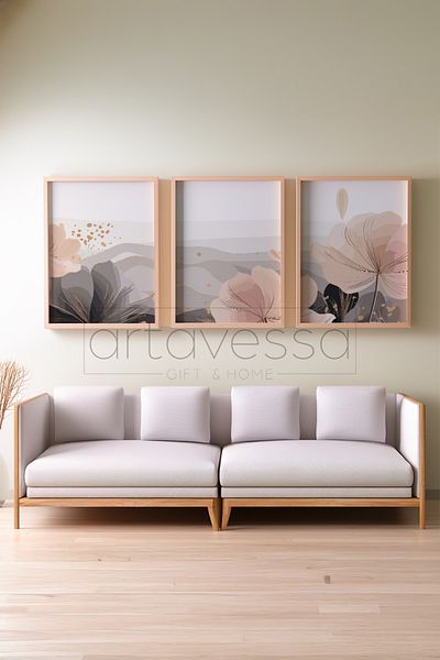 Artavessa 3 Piece Real Raw Wood Framed Painting Set - Model 12