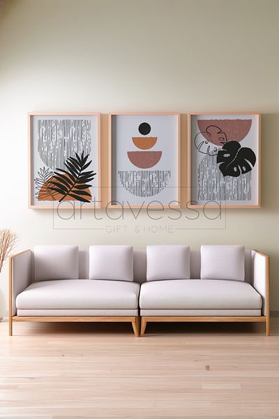 Artavessa Set de pictură cu rame din lemn brut din 3 piese - Model 10