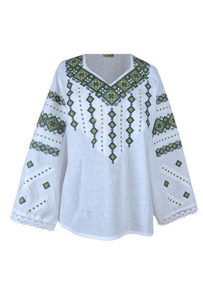 rody's forever Women's blouse type D24, white/green, size M