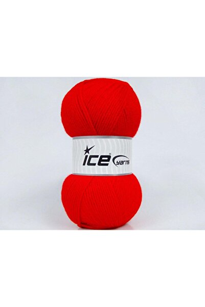 Ice yarns 4x100 جرام. خيوط أكريليك حمراء شتوية من GONCA، خيوط مسطحة، 100% أكر...