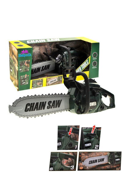 hediyecik Oyuncak Pilli Sesli Gerçekçi Motorlu Testere,Hızar,Ağaç Motoru 38 Cm