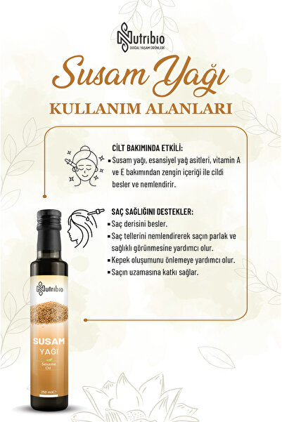 nutribio Susam Yağı %100 Saf 250 ml