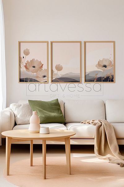 Artavessa Set de pictură cu rame din lemn brut din 3 piese - Model 21