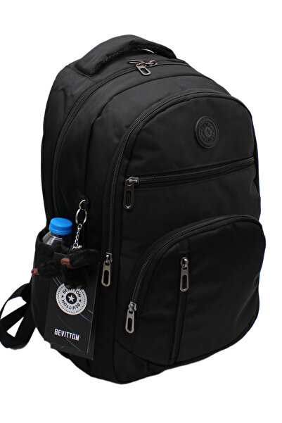 Bevitton 1710 Siyah Suya Dayanıklı Okul Çantası Unisex Günlük Okul Sırt Çantası