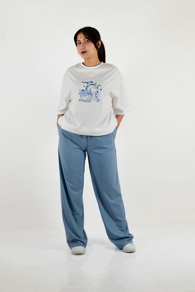 BUSEM Crew Neck Wide Fit Long T-Shirt - Ecru