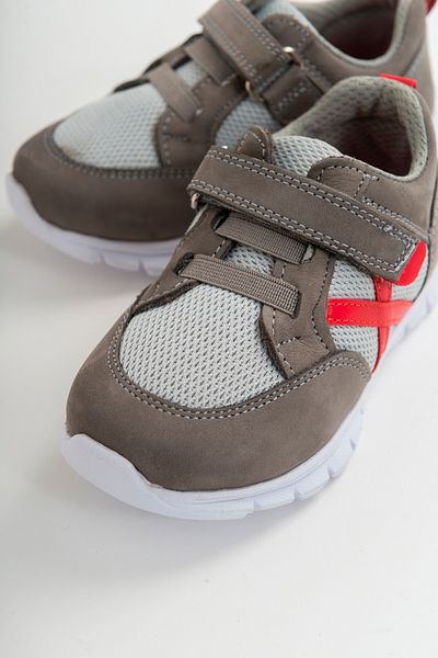 mnpc Pantofi sport pentru copii, unisex, gri din piele, cu sprijin ortopedic