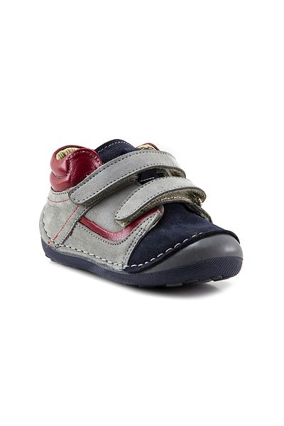 mnpc Boy's Navy-gray Leather Orthopedic Supported First Step Boots