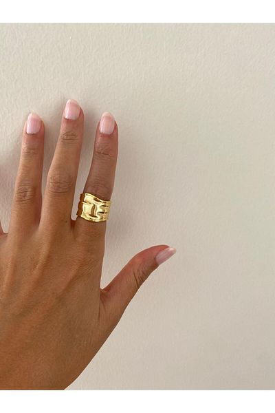 stainless steell Vintage Wide Adjustable Gold Ring