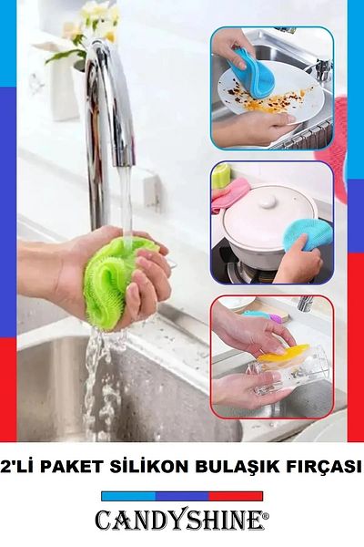 CandyShine Serrated Silicone Dishwashing Brush Non-Burning Dish Sponge