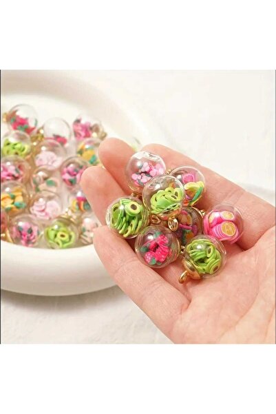 AyShope Renkli Cam Top Boncuklar Polimer Kil Pullar Charms Kolye, Küpe Saç Ak...