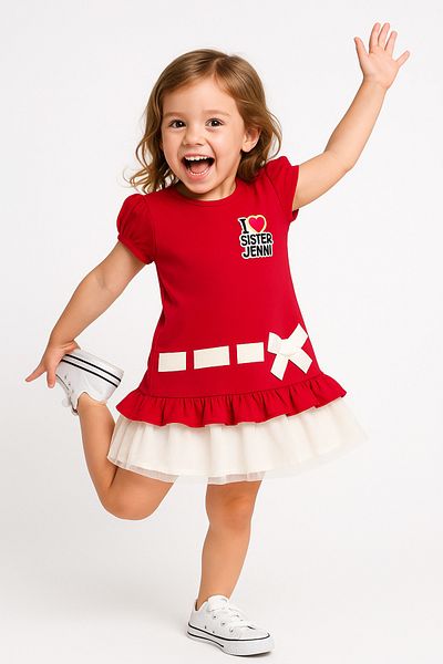 GAMZEAKKUŞ Tulle Girl's Dress with Bow