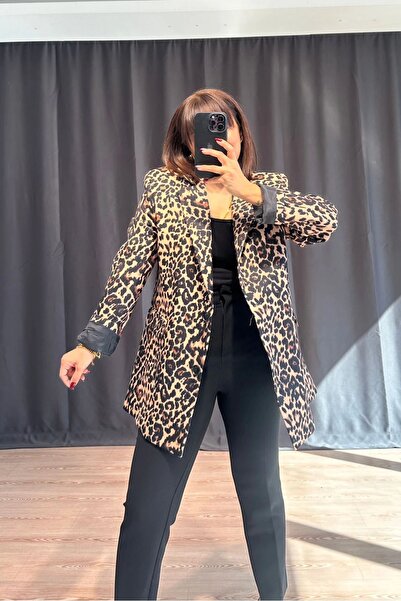 GAMZE ALPTEKİN Μπουφάν με επένδυση Leopard Blazer Premium Quality Perfect Fit