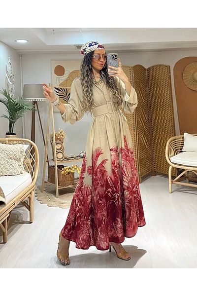 GAMZE ALPTEKİN Picasso Floral Dress Beige