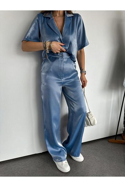 MADAME MELEK Set pantaloni vestă din satin strălucitor