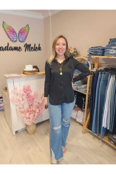 MADAME MELEK Жіноча сорочка з гладкого шовкового сатину