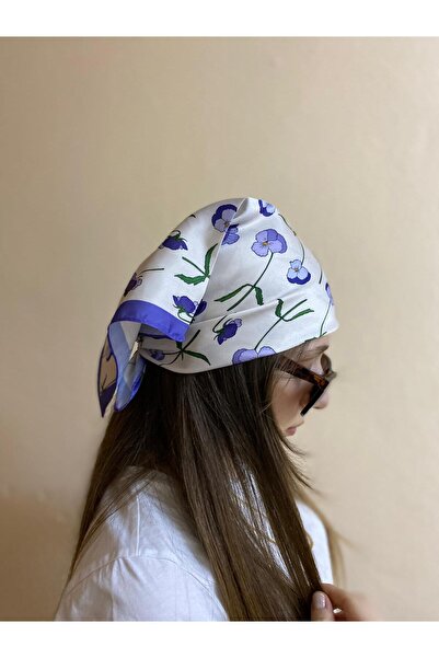 sema aksesuar Μπαντάνα με μοτίβο λουλουδιών μωβ βιολετί - Καλοκαιρινό αξεσουάρ μαλλιών - Κασκόλ - Δώρο