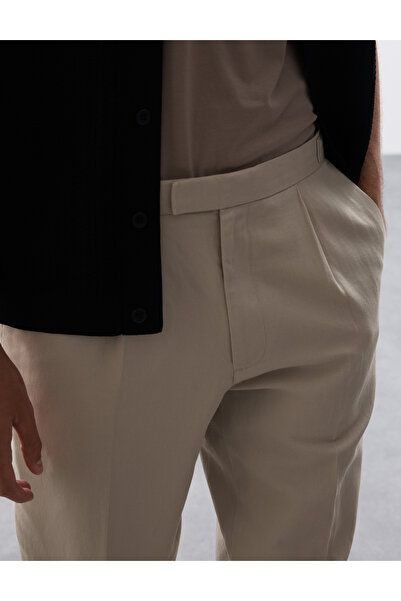 Marks & Spencer Keten Karışımlı Tek Pileli Smart Pantolon