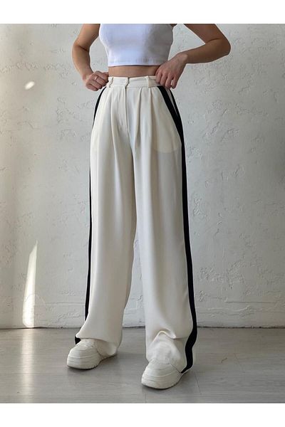 GAMZE ALPTEKİN Perolas Black Striped Design Trousers