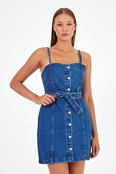 MADAME MELEK Rochie de blugi din denim - cu bretele