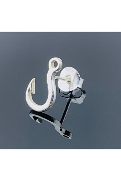 BUTİK GÜMÜŞ 925 Ayar Olta Iğnesi, Balıkçı, Denizci Tek Küpe | 0,8 Cm X 1,3 Cm...
