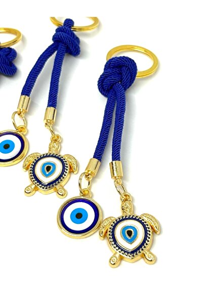 Azrua Breloc metalic cu ochi de piatră de broască de mare violet, breloc meta...