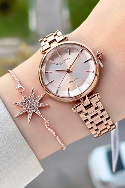 Ferrucci Rose Renk 35 Mm Kadın Kol Saati ve Bileklik