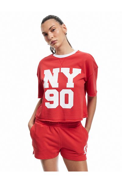 Koton Printed Crew Neck Short Sleeve Comfortable Fit Sports T-Shirt