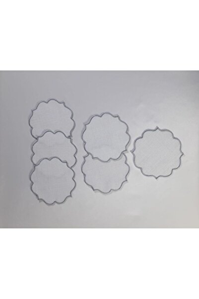 NAKIŞ ATÖLYESİ 6 Pieces of Napkins with Embedded Silver Edge for Party Cocktail Coffee Presentation No:32