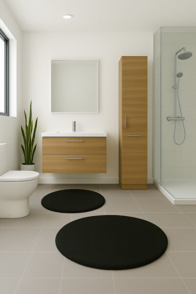 KEVLİNE سجادة حمام دائرية مزدوجة مقاس 80 × 80 - 60 × 60، مفتاح ناعم