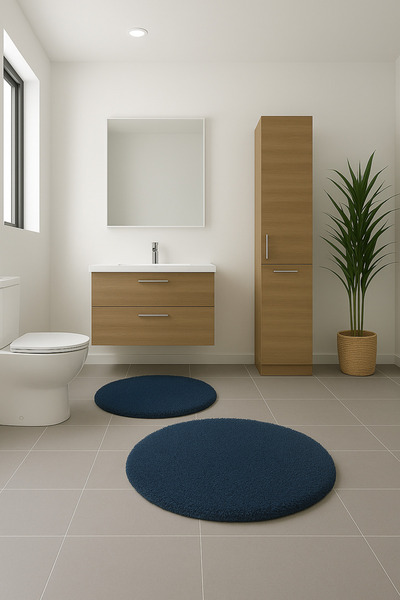 KEVLİNE سجادة حمام دائرية مزدوجة مقاس 80 × 80 - 60 × 60، مفتاح ناعم