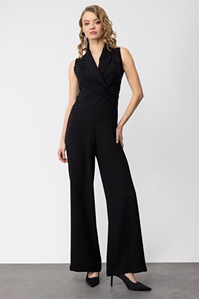 Ekol Mi Mono Collar Side Laced Embroidered Jumpsuit