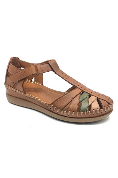 Venüs Margit Genuine Leather Comfort Orthopedic Women's Sandals Taba