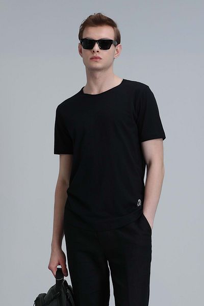 Lufian 111020203 Junya Men's Basic T-Shirt Men's T-Shirt Black