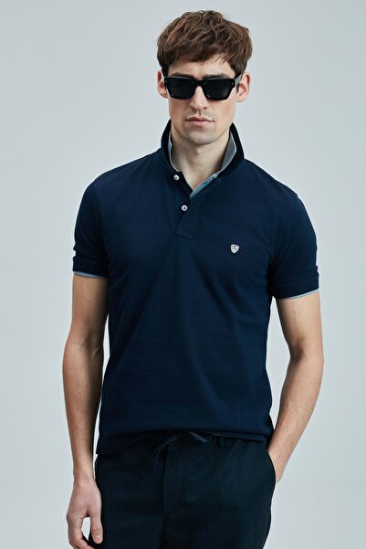 Lufian 111040206 Laon Smart Polo Yaka Tişort Erkek T-Shirt LACİVERT
