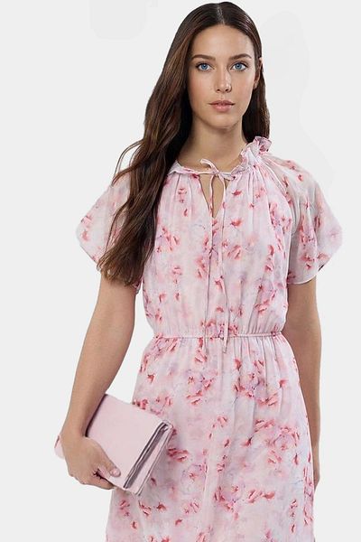 PayBuy Summer Floral Maxi Dress Chiffon Woven Lining with Waist Opening Skirt Comfortable Use Modern Style