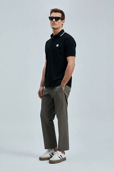 Lufian 111040211 Echo Polo Neck T-shirt Ανδρικό μπλουζάκι μαύρο